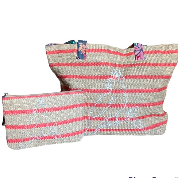 Vera Bradley Bags Vera Bradley Straw Beach Tote Bag Wristlet